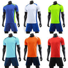 Homem de manga curta vermelho camisa de futebol adulto verde uniforme de futebol crianças azul camisa de futebol menino esporte jerseys conjunto diy nome oem número 2024 - compre barato