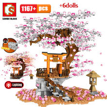 SEMBO BLOCK City Street View Idea Sakura Inari Shrine Bricks Friends Cherry Blossom Diy House Tree Building Blocks Toys 2024 - buy cheap