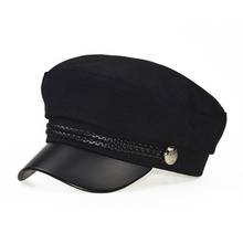 WZCX Korean Version Autumn Winter Navy Cap Beret Fashion New Belt Solid Color Splice Casual Peaked Cap Women Hat 2024 - buy cheap