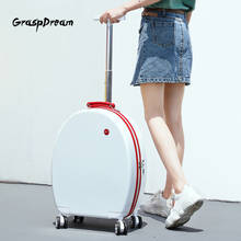 New trolley luggage set with makeup case cute round suitcase universal wheel boarding 20 inch travel carry on luggage 2024 - buy cheap
