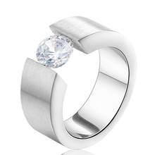 Las mujeres de moda de anillo de acero inoxidable de Color plata anillos para las mujeres prensado anillo 3 fila anillos mujer bague mujer joyería femenina 2024 - compra barato