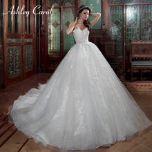 Ashley Carol Strapless Lace Wedding Dresses 2022 Princess Beaded Appliques Lace Up Bride A-Line Wedding Gowns Vestido De Noiva 2024 - buy cheap