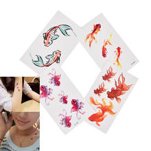 1 лист, 3D Золотая Рыба, водонепроницаемая временная татуировка, золотая рыбка, девушка, татуировки, наклейки, флэш-тату, поддельные татуировки 2024 - купить недорого