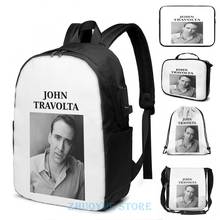 Impressão gráfica favol travolta... Janelas gaiola Mochila com carregador usb wtf, bolsa escolar masculina feminina para laptop e viagem 2024 - compre barato