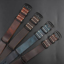 Genuine Leather Grain Nato Strap 20mm 22mm 24mm Watch Strap Zulu Band Blue Brown Coffee Handmade Braceltet Watch Accessories #E 2024 - buy cheap