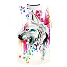 Hot Sale 2019 Fashion Summer Tops Tees Colorful Paint Watercolor 3D Wolf T Shirt Men/Women Casual Short Sleeve T-Shirt 2024 - buy cheap