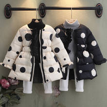 2021 Winter Fashion 3-11 12 Years Children'S Clothing Thickening Long Outerwear Polka Dot Wadded Jacket Coat For Kids Baby Girls 2024 - buy cheap