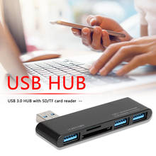 USB 3,0 концентратор конвертер док-станция 3 USB 3,0 SD TF кардридер сплиттер для компьютера ПК USB удлинитель зарядный концентратор 2024 - купить недорого