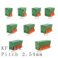 5/10 pces 150v 2a 2-10 pinos kf141r 2.54mm pitch pwb mola screless ângulo direito bloco terminal pcb montado para 26-20awg 2024 - compre barato