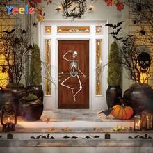 Halloween Backdrop House Door Skeleton Bat Spider Pumpkin Autumn Baby Portrait Vinyl Photography Background For Photo Studio 2024 - buy cheap