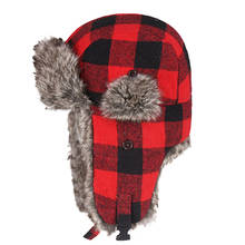 Winter Hats For Mens Bomber Hat Fur Red Warm Earflap Cap Windproof Women Thicker Plaid Russian Ushanka Hat Black Blue 2024 - buy cheap