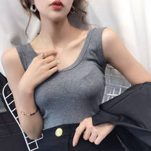 Camisetas sexys sin mangas para mujer, Tops informales ajustados con cuello de corte bajo, camisetas sin mangas sexys, camisetas ZZ0152 2024 - compra barato