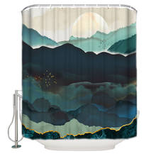 Watercolor Landscape Moon Green Shower Curtain Waterproof Curtains Polyester Bath Curtain 2024 - buy cheap