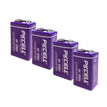 Pkcell-4 baterias de lítio er9v 6lr61 6f22, 1200mah, 9v, bateria, alarme de incêndio 2024 - compre barato
