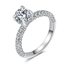 Fino 2019 nova moda zircon anéis de cristal para mulheres meninas cor prata strass cristal anéis de casamento jóias festa presente 2024 - compre barato