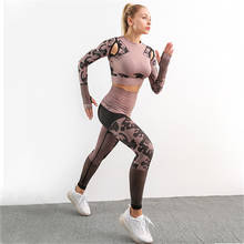 2PCS Seamless Women Yoga Sets Sportswear Sports Suits Fitness Workout Gym Clothing Long Sleeve Crop Top High Waist Leggings 2024 - buy cheap