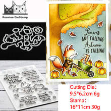 Reunion Harvest Fox Pumpkin Metal Cutting Dies and Stamp Stencil for DIY Scrapbooking Photo Album Embossing Decorative Craft Die 2024 - buy cheap