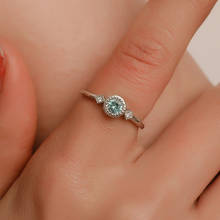 Blue Crystal Design Zircon Stone Ring Elegant Zircon Round Rings For Women Girlfriend Engagement Band Romantic Jewelry Gift 2024 - buy cheap