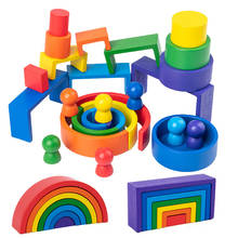 Baby Large Rainbow Stacker Wooden Toys For Kids Creative Rainbow Building Blocks Montessori Educational Toys for Children Gifts 2024 - buy cheap