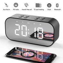 Portable LCD Display Bluetooth Speaker LED Mirror Alarm Clock Wireless Music Player Stereo Temperature Bedroom Table Decor 2024 - buy cheap