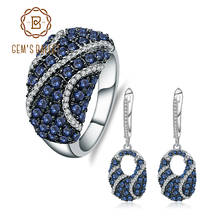 GEM'S BALLE 925 Sterling Silver Vintage Jewelry Set Luxury Natural Blue Sapphire Gemstone Ring Earrings For Women Fine Jewelry 2024 - купить недорого