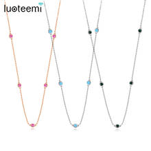 LUOTEEMI Long Pendant Sweat Necklace Cubic Zircon Girl Fashion Jewelry for Women Trendy Christmas Dating Party Collares Gifts 2024 - buy cheap