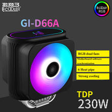 Pccooler D66A RGB ARGB двойной 12 см ШИМ Процессор кулер с 6 Медь теплопроводов холодильник 120 мм бесшумный вентилятор 1155 1366 2011 2066 AMD AM3 AM4 2024 - купить недорого