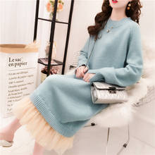 Spring and Autumn New Korean Version of The Fairy Chiffon Stitching Sweater Female Small Fresh Mid-length Sweet Sweater 2024 - buy cheap