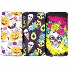 W760 KANDRA 2020 Halloween Purse for Women Cartoon Pumpkin Skull Print Zipper Long Wallet Cards Holder Christmas Bag Wholesale 2024 - buy cheap
