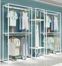 Clothing store display rack simple white shelf women's clothing store double hangers store display clothes shelves 2024 - buy cheap