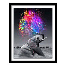 Pintura Diamante Bordado 5D diamant Elephant & Cores Coloridas Pintura Diamante DIY Pintura Diamante do Ponto da Cruz de Strass 2024 - compre barato