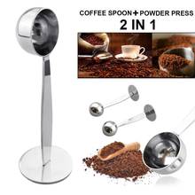 2-в-1 эспрессо кофе-бобы чайная ложка кафе нержавеющая сталь кофе тампер мерная ложка кофе чай кухонные инструменты 2024 - купить недорого