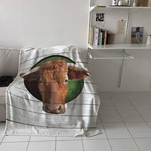 Cobertor retrô com prancha de animais bovinos, cobertor para sofá quente, colcha para casa, viagem, lã 2024 - compre barato