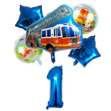 6 uds coche de dibujos animados bulldozer globo de papel de 30 pulgadas digital star set para Feliz cumpleaños fiesta decoración para fiesta de bienvenida de bebé niño globos 2024 - compra barato