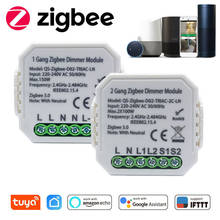 Tuya Smart Zigbee Dimmer Switch with Neutral 220-220V 1/2 Gang Wireless Light Switch Relay Compatible Amazon Alexa Google Home 2024 - buy cheap