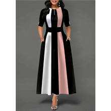 Vintage Women Dress Plus Size Elegant Office Lady Dresses Stripe Ladies Half Sleeve Party Dresses Autumn Casual Woman Midi Dress 2024 - buy cheap