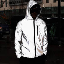Jaqueta reflexiva masculina, casaco de outono com capuz de 3m, jaqueta esportiva casual e de movimento, corta-vento de hip hop para homens 2024 - compre barato