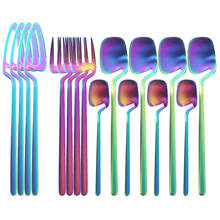 16Pcs Colorful Cutlery Set Stainless Steel Dinnerware Set Knives Forks Spoon Tableware Set Party Kitchen Silverware Flatware Set 2024 - buy cheap