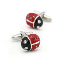 Ladybug Cuff Links For Men Crystal Insect Design Quality Brass Material Red Color Cufflinks Wholesale&retail 2024 - buy cheap