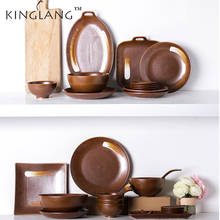 Kingpode japonês cerâmica tigela louça cor marrom série conjunto prato prato atacado arroz prato 2024 - compre barato