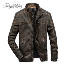 Drymargarida jaqueta de couro masculina, casaco retrô fashion pu para motocicleta masculina, casaco grosso quente para outono e inverno 3xg 2024 - compre barato