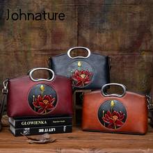 Johnature Retro Nature Cow Leather Women Bag 2022 New Hand Painted Versatile Handbag Leisure Female Shoulder & Crossbody Bags 2024 - buy cheap