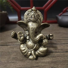Ganesha buda estátuas de bronze cor ornamentos resina elefante hindu deus ganesh esculturas estatuetas decoração para casa presentes sorte 2024 - compre barato