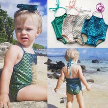 Menina do bebê crianças sereia biquíni praia verão uma peça swimwuit criança bonito maiô traje de banho 2020 2024 - compre barato