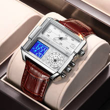 LIGE 2021 Top Brand Luxury Mens Watches Square Digital Sports Quartz Wrist Watch for Men Waterproof Stopwatch Relogio Masculino 2024 - buy cheap