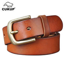CUKUP Top Quality 100% Pure Cow Cowhide Leather Belts Solid Brass Pin Buckle Metal Belt Retro Styles Accessories for Men NCK1000 2024 - buy cheap