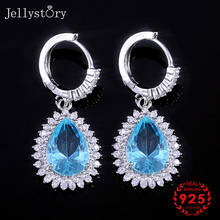 Jellystory-pendientes de plata 925 con forma de gota de agua y zafiro, joyería con piedras preciosas, para mujeres 2024 - compra barato