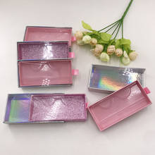 Cajas de pestañas de visón, cajón deslizante vacío, brillo Rosa liso con embalaje de pestañas holográficas para pestañas de visón 5D 2024 - compra barato