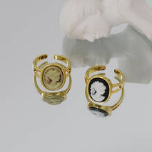 Acrílico do vintage 3d retrato anel feminino galvanoplastia personalidade dourada elegante aberto ajustável moda jóias tendência em 2021 2024 - compre barato