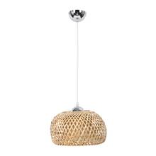 Novo vintage tecido pingente lâmpada de bambu natural rattan lustre jardim artesanal pendurado abajur e27 ajustável altura pendurado